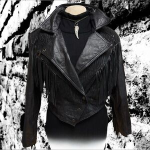 VINTAGE 1980’s CHIA Woman’s Fringe Motorcycle Jacket